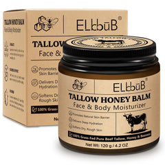 ELBBUB Whipped Tallow Cream face jar demonstrates deep hydration for sensitive skin.