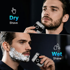 Electric Shaver for Men floating head close-up showing adaptive blades for a close shave.