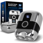 Electric Shaver for Men front view compact travel size for on-the-go grooming.