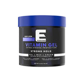 E Elegance Vitamin Gel bottle front demonstrates strong hold for all-day style.