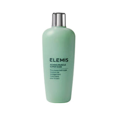 ELEMIS Aching Muscle Super Soak bottle being poured for soothing bath.