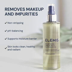 Emulsified rinse with Elemis Nourishing Omega-Rich Cleansing Oil removes impurities without residue