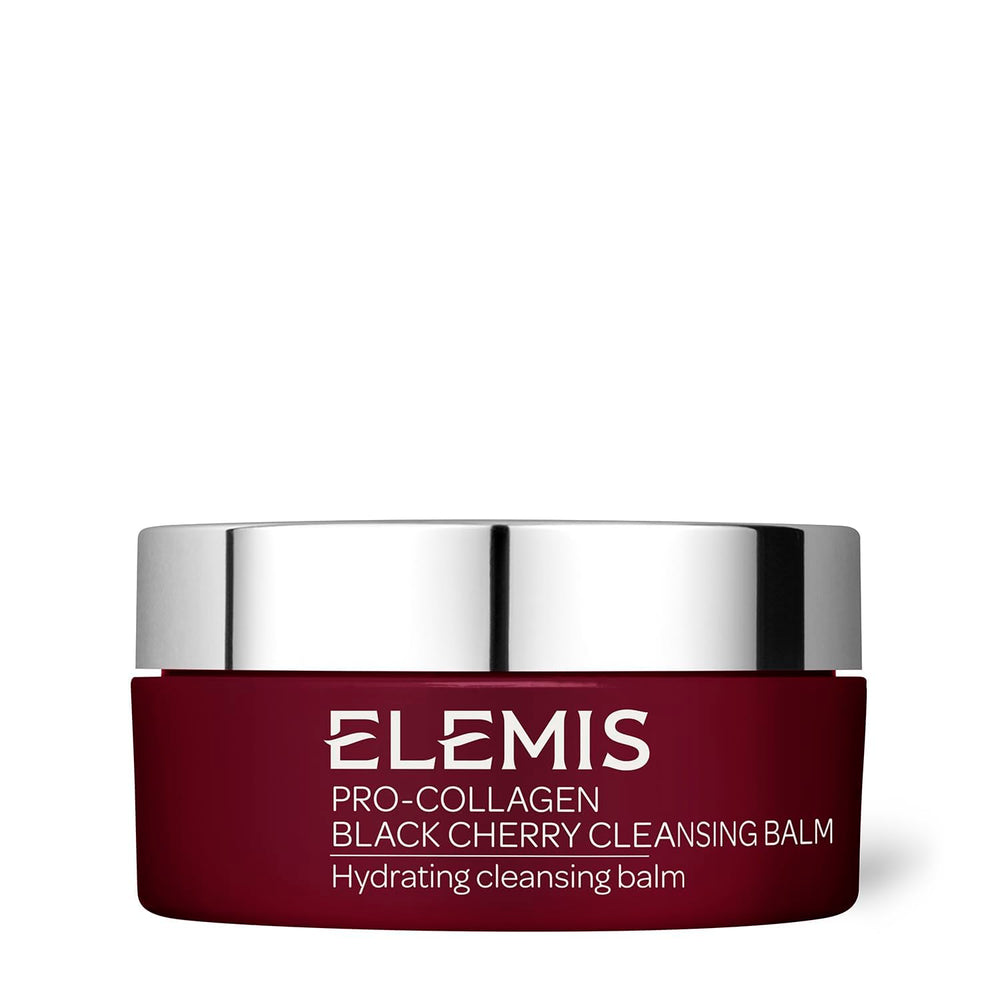 ELEMIS Pro-Collagen Black Cherry Cleansing Balm jar closeup for gentle makeup removal