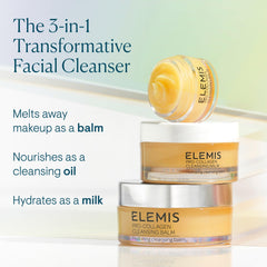 Texture on fingertip of ELEMIS balm highlights luxurious cleansing and skin-softening benefits