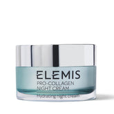 ELEMIS Pro-Collagen Night Cream jar close-up for rich overnight hydration.