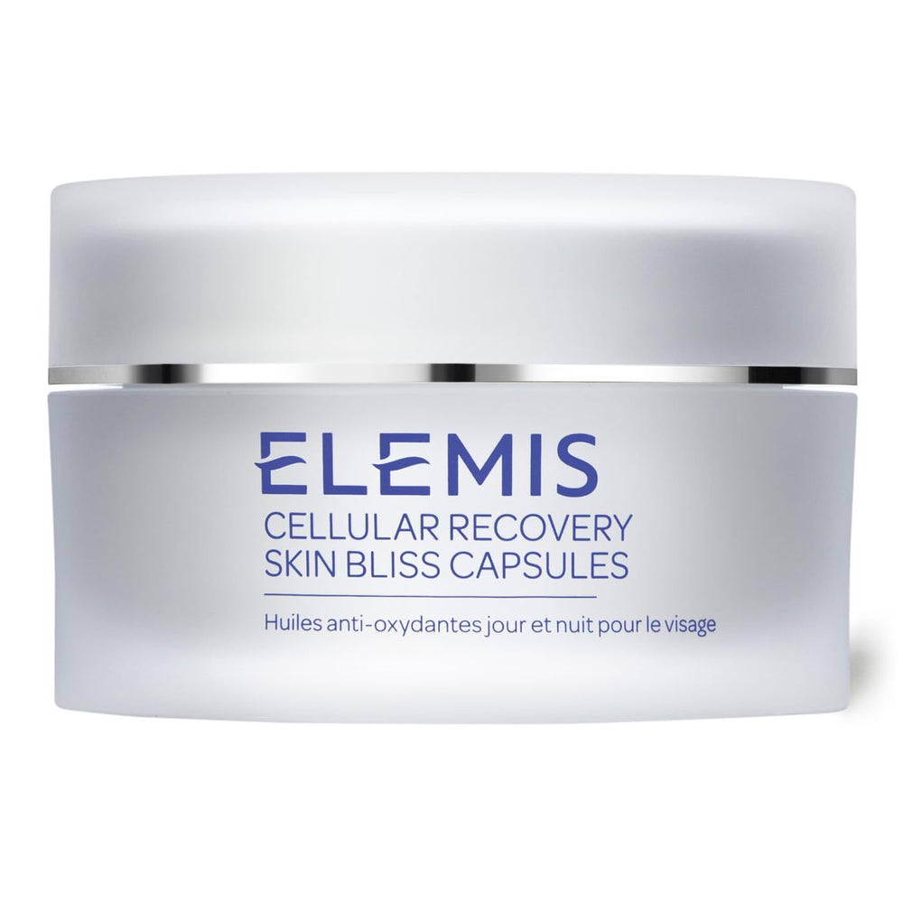 ELEMIS Skin Bliss Capsules packaging showcases antioxidant skincare for daily protection.