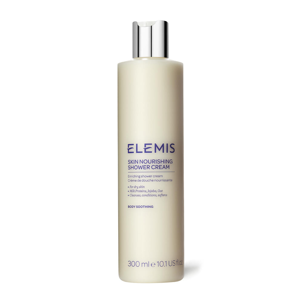 Elemis Skin Nourishing Shower Cream bottle for gentle cleansing with moisture balance.