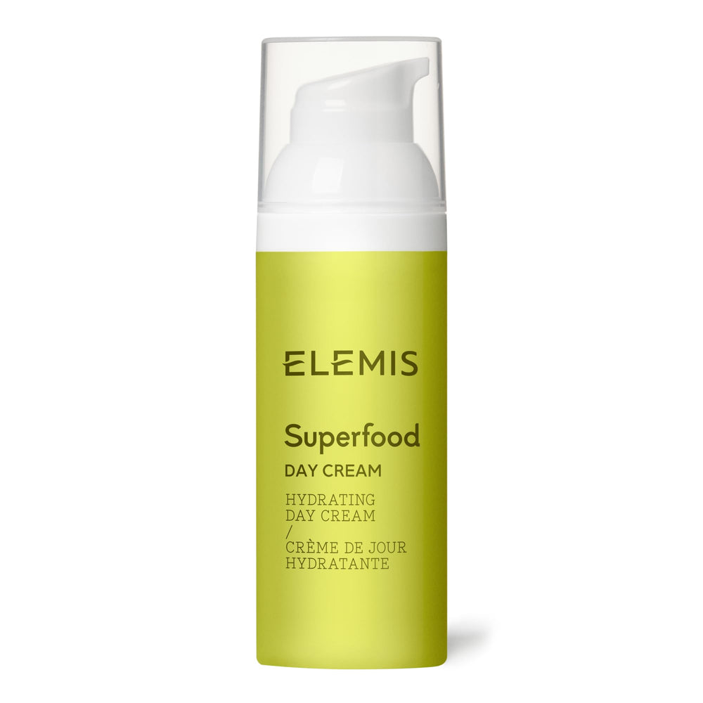 ELEMIS Superfood Day Cream texture closeup shows lightweight hydration for daily use.
