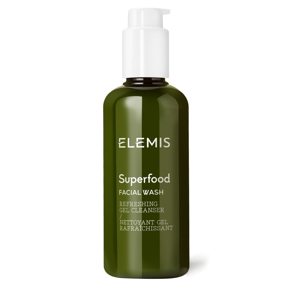 Elemis Superfood Facial Wash bottle pump delivers a refreshing cleanse for balanced skin