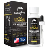 Elevate hair regrowth bottle front shows premium formula for thicker-looking hair
