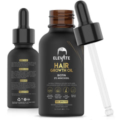 Elevate hair regrowth bottle pour shows easy daily application for growth support