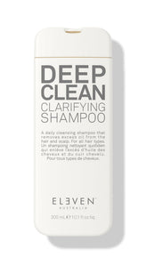 ELEVEN AUSTRALIA Deep Clean Shampoo bottle front demonstrates sulfate-free purification for all hair types.