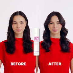 ELEVEN AUSTRALIA Give Me Hold hairspray application scene for brushable, flexible finish.