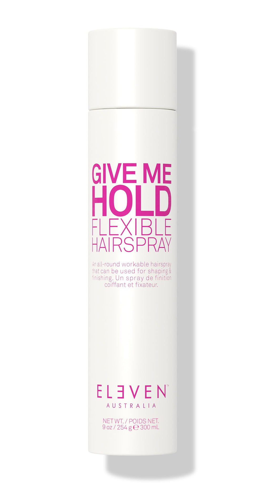 ELEVEN AUSTRALIA Give Me Hold hairspray bottle delivers lightweight hold and texture.