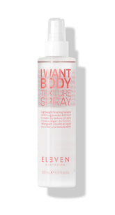 ELEVEN AUSTRALIA I Want Body Texture Spray bottle shows texture-for-fine-hair with flexible hold
