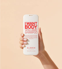 ELEVEN AUSTRALIA I Want Body Volume shampoo lather closeup demonstrates rich foam for fullness