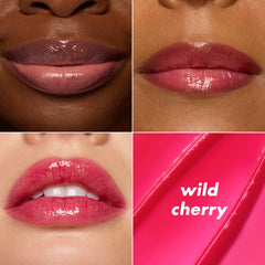 e.l.f. Glow Reviver Melting Lip Balm Blackberry Sorbet swatch for glossy red tint