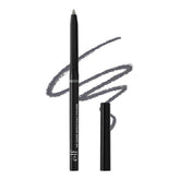 e.l.f. No Budge retractable eyeliner on closed eye showing waterproof, long-lasting definition.