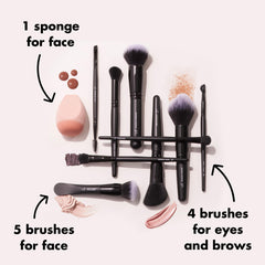 e.l.f. Ten Out Of Ten face brushes for smooth base makeup and blending.