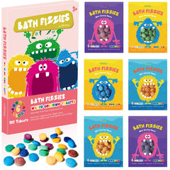 Elfinbay bath color tablets packaging with six resealable pouches for tidy storage.