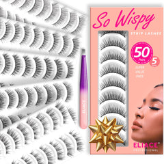Eliace Luxurious 50-Pairs pack front view, five lash styles for versatile daily wear.