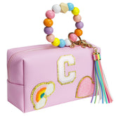 Elilier medium makeup bag with initial patch offers personalized daily style.