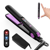 Elilier mini ceramic flat iron plate closeup for even heat and snag-free styling.