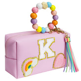 Elilier preppy patch makeup bag front view adds everyday style