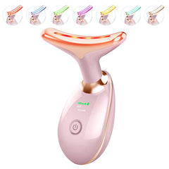 ELISHINE light-based face-neck-massager glossy pink front view for at-home skincare