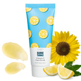 Elizabeth Mott Sure Thing Vitamin C Face Scrub bottle closeup with heat-activated brightening action