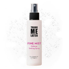 Elizabeth Mott Thank Me Later mist applied on face for a luminous, long-lasting glow.