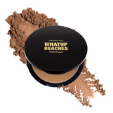 Elizabeth Mott Whatup Beaches bronzer-compact showing sleek case for easy portable sun-kissed glow.