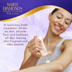Elizabeth Taylor White Diamonds perfumed body lotion, silky daily-use.