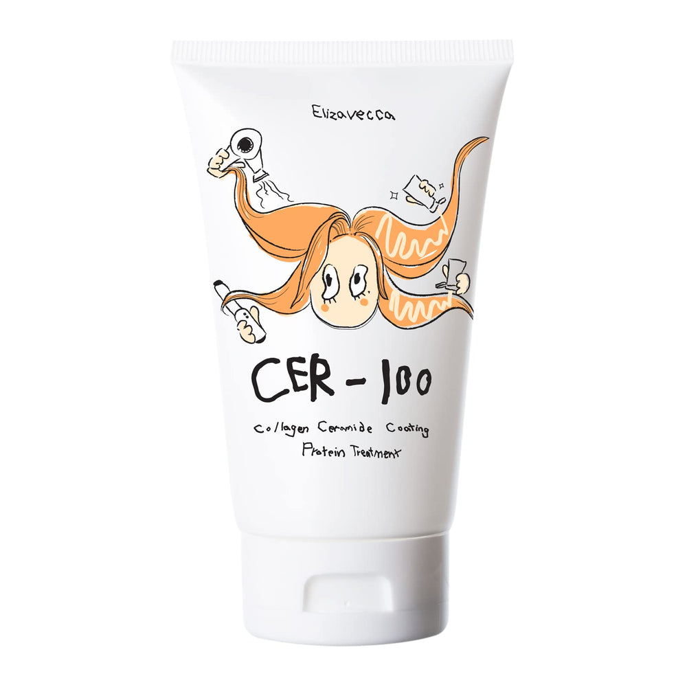 Elizavecca Cer-100 collagen coating hair treatment bottle front for quick hair repair.