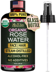 Ella & Eden rose water spray bottle front for daily hydration.