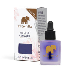 ella-mila cuticle oil bottle closeup showing nourishing formula for nails