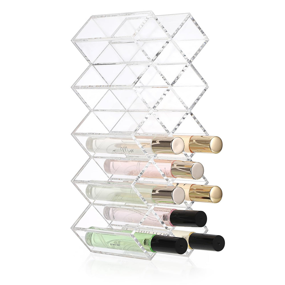 ELLDOO rollerball organizer on dresser provides easy access to perfumes.