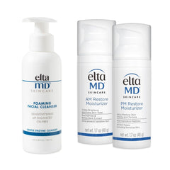 EltaMD AM Therapy moisturizer jar offers lightweight hydration to smooth texture and even skin tone.