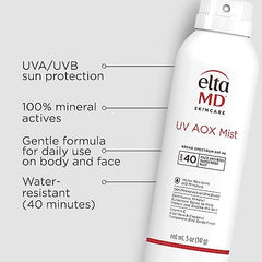 EltaMD UV AOX Mist Body spray coverage for full body protection