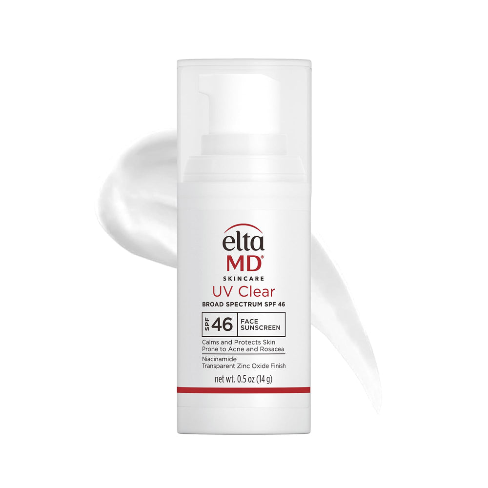 EltaMD UV Clear pump bottle offers oil-free protection with a lightweight, fast-absorbing sunscreen.