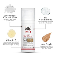 EltaMD UV Clear untinted formula bottle for breathable sun protection.