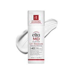 EltaMD UV Restore bottle front showing tinted mineral sunscreen for daily protection.
