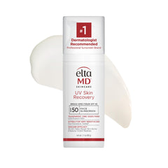 EltaMD UV Skin Recovery bottle closeup showcasing mineral SPF 50 protection for sensitive skin.