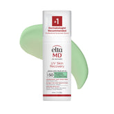 EltaMD UV Skin Recovery Green Tint bottle showcases mineral protection for sensitive skin.