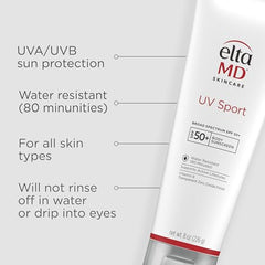EltaMD UV Sport Sunscreen Lotion on arm demonstrates easy, non-greasy application.