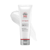 EltaMD UV Sport Sunscreen Lotion tube front shows SPF 50 protection for outdoor activities.