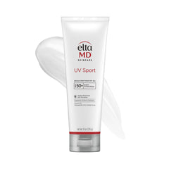 EltaMD UV Sport Sunscreen Lotion tube front shows SPF 50 protection for outdoor activities.