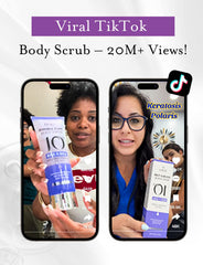 Elvira KP Bump Eraser inner-tube scrub close-up shows chemical exfoliation in action