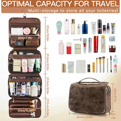 Elviros Hanging Toiletry Bag removable top and bottom sections for flexible configurations.