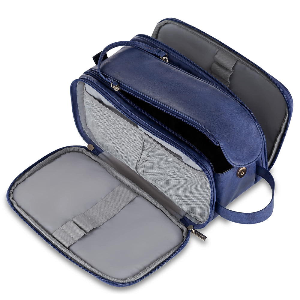 Elviros toiletry bag large front view shows roomy main compartment for travel essentials.